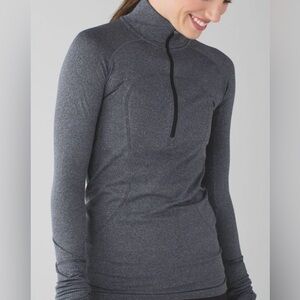 Lululemon Run: Swiftly Tech 1/2 Zip Heathered Black Gray Pullover Women Sz 8